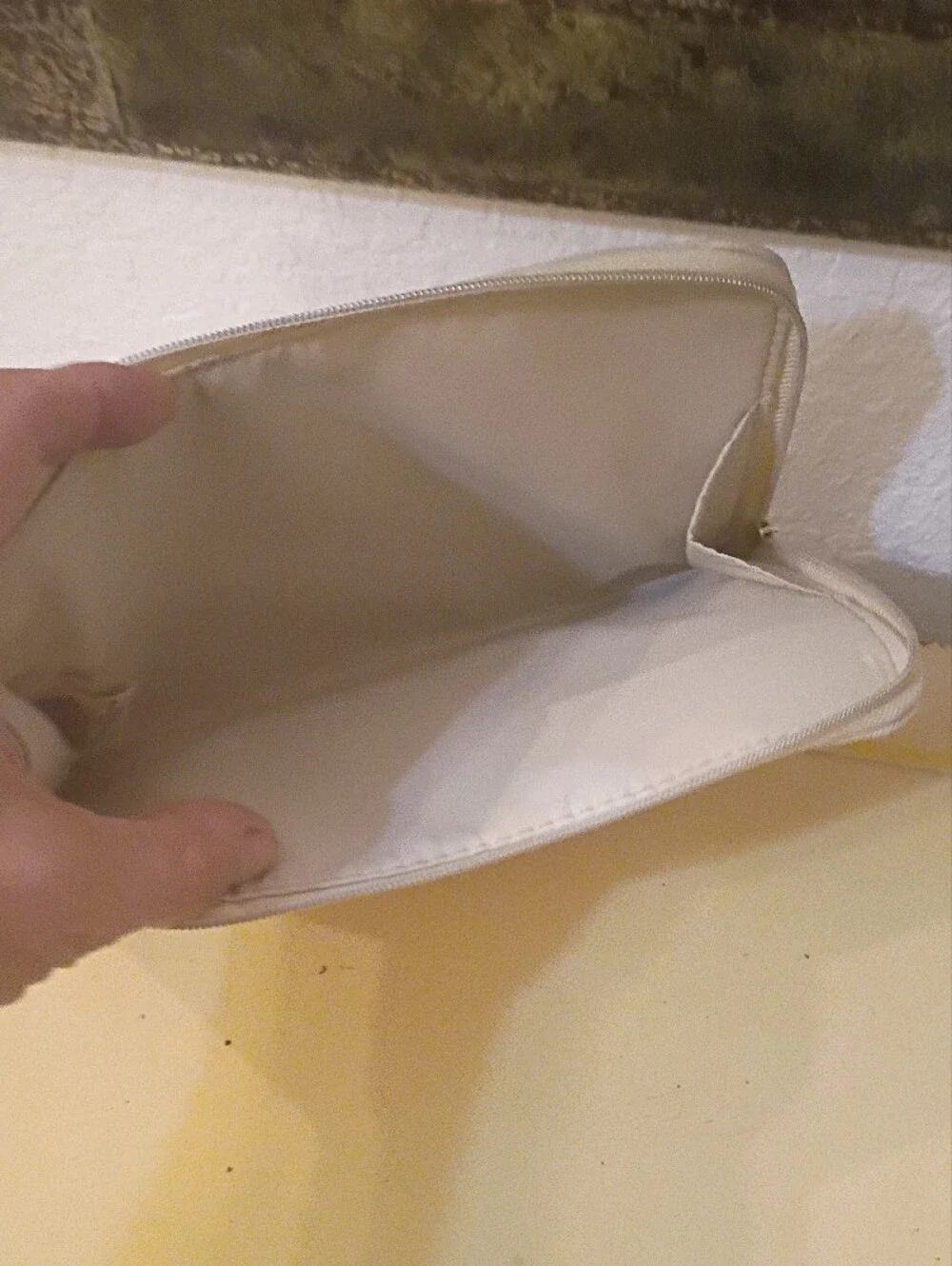 Dior Cream Embossed Logo Cosmetic Pouch